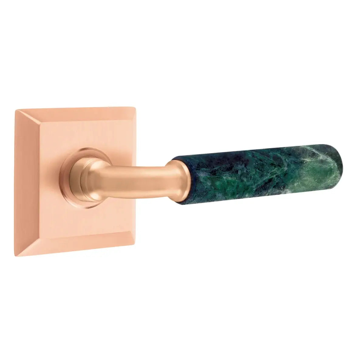 Emtek Green Marble Lever with Quincy Rosette and R-Bar Stem by Emtek