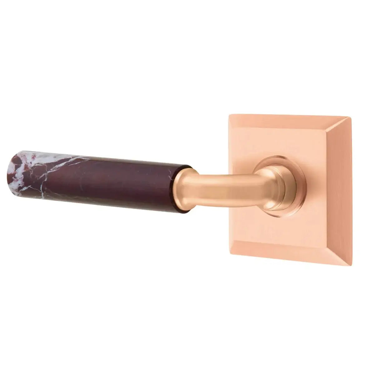 Emtek Rosso Levanto Marble Lever with Quincy Rosette and R-Bar Stem by Emtek