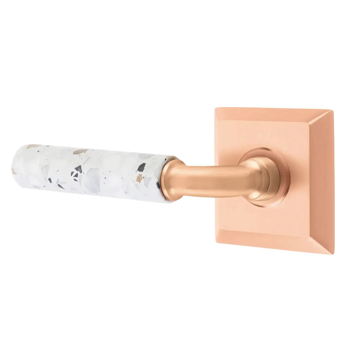 Emtek Light Terrazzo Lever with Quincy Rosette and R-Bar Stem by Emtek