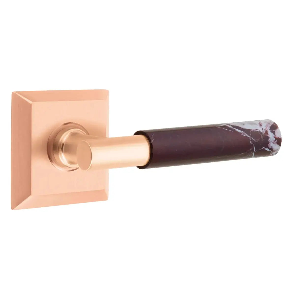 Emtek Rosso Levanto Marble Lever with Quincy Rosette and T-Bar Stem by Emtek