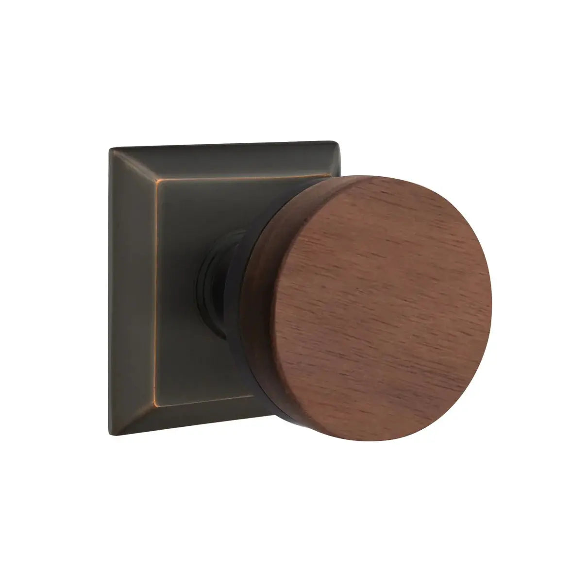 Emtek Walnut Knob with Quincy Rosette and Conical Stem by Emtek