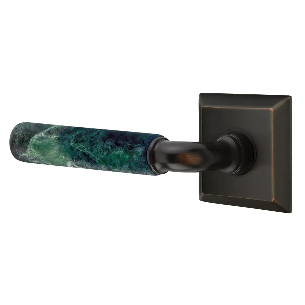 Emtek Green Marble Lever with Quincy Rosette and R-Bar Stem by Emtek