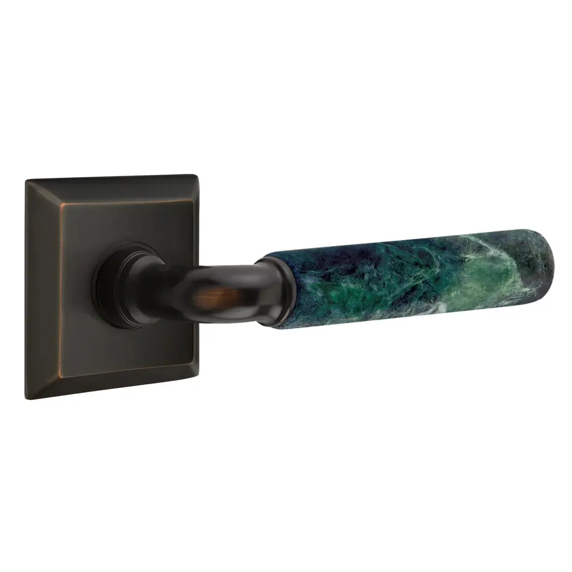 Emtek Green Marble Lever with Quincy Rosette and R-Bar Stem by Emtek