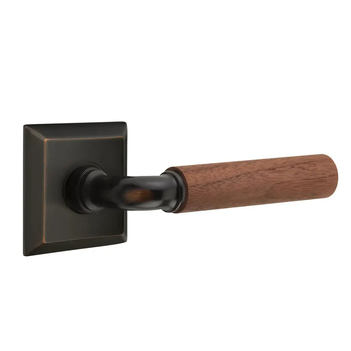 Emtek Walnut Lever with Quincy Rosette and R-Bar Stem by Emtek