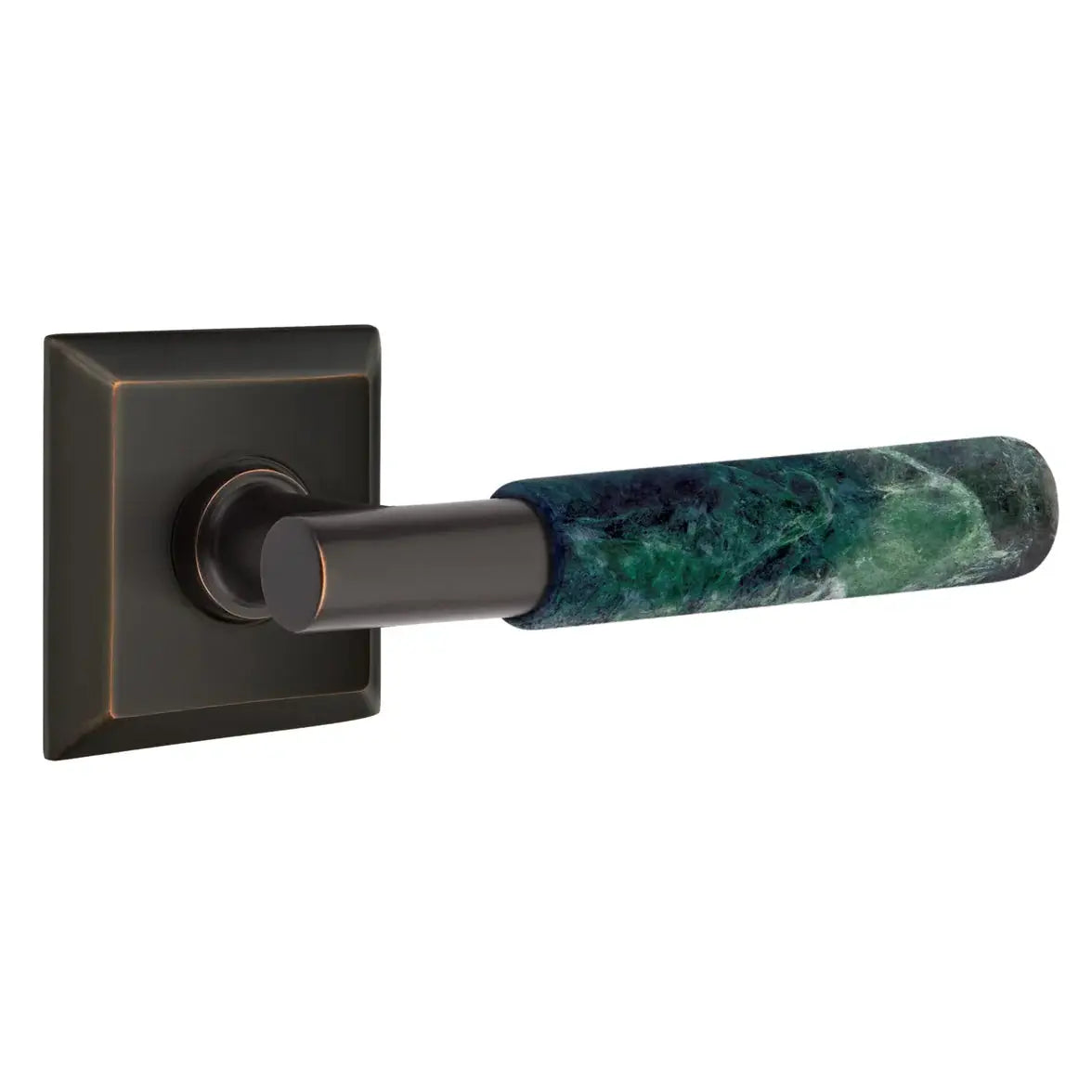 Emtek Green Marble Lever with Quincy Rosette and T-Bar Stem by Emtek