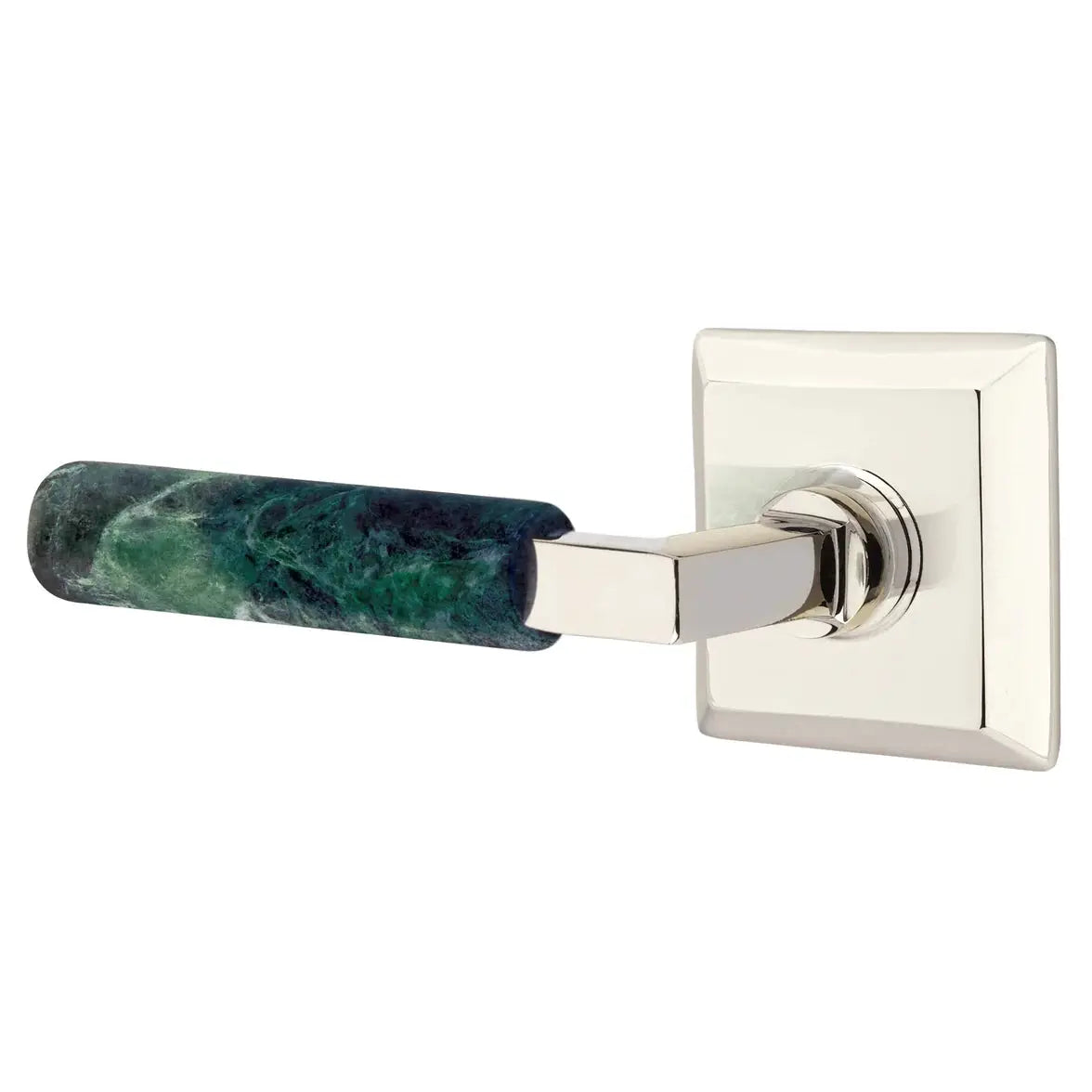 Emtek Green Marble Lever with Quincy Rosette and L-Square Stem by Emtek