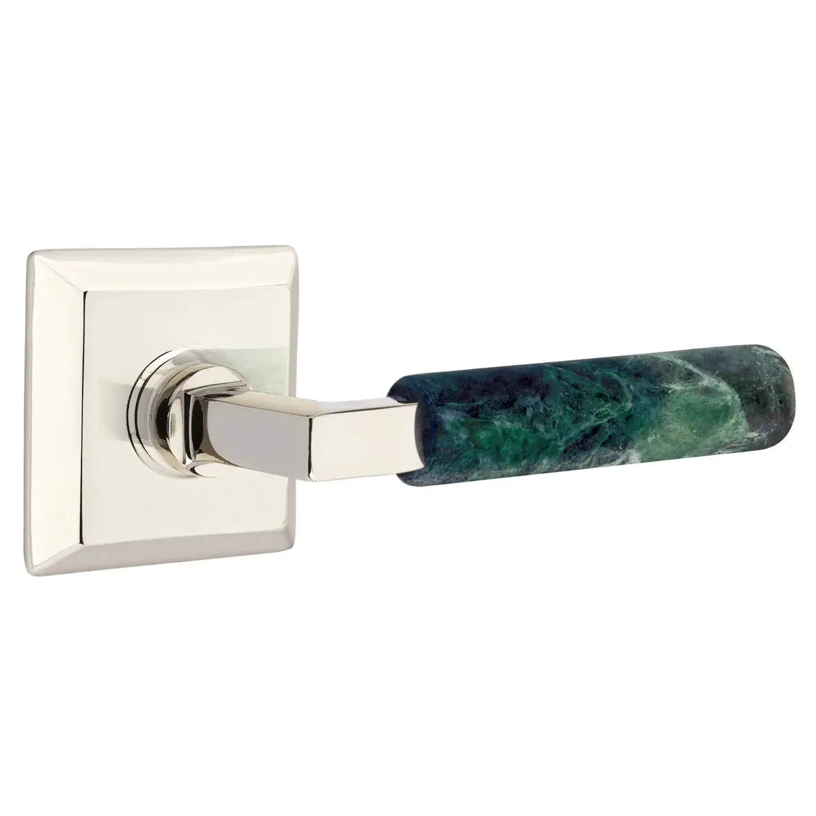 Emtek Green Marble Lever with Quincy Rosette and L-Square Stem by Emtek