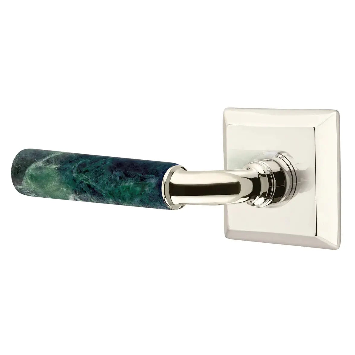 Emtek Green Marble Lever with Quincy Rosette and R-Bar Stem by Emtek
