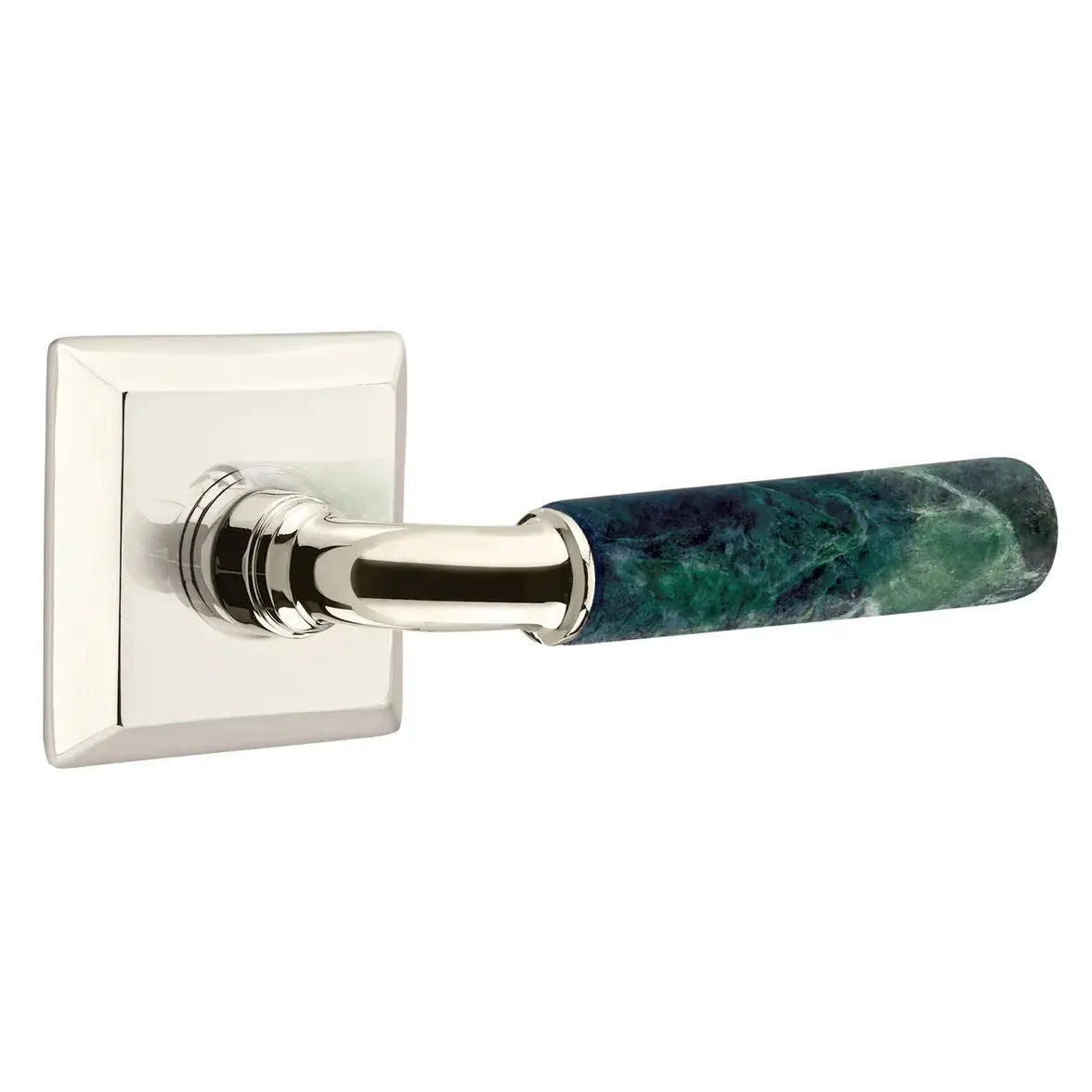 Emtek Green Marble Lever with Quincy Rosette and R-Bar Stem by Emtek