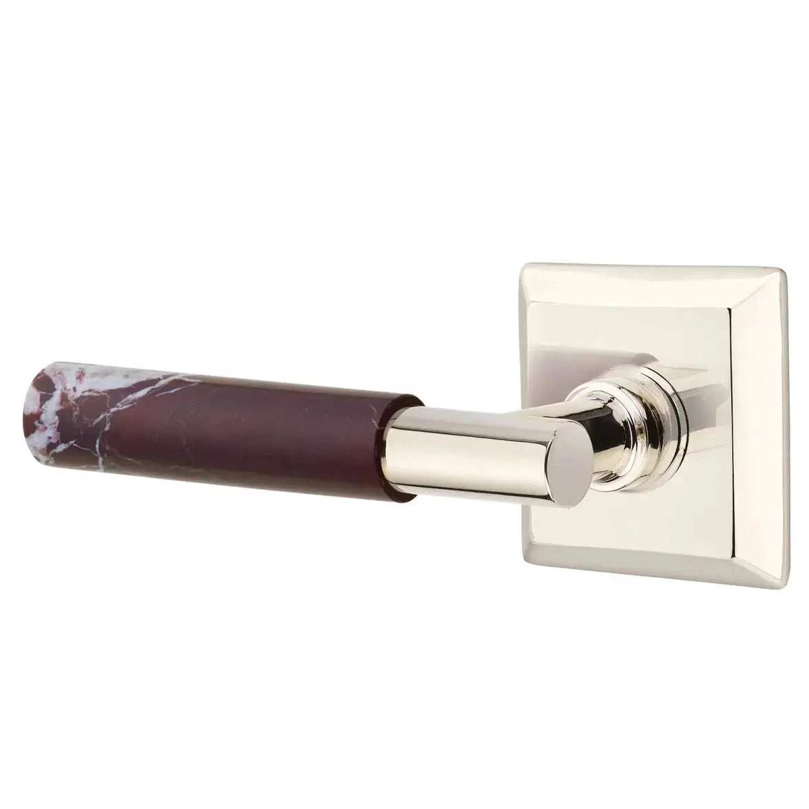 Emtek Rosso Levanto Marble Lever with Quincy Rosette and T-Bar Stem by Emtek
