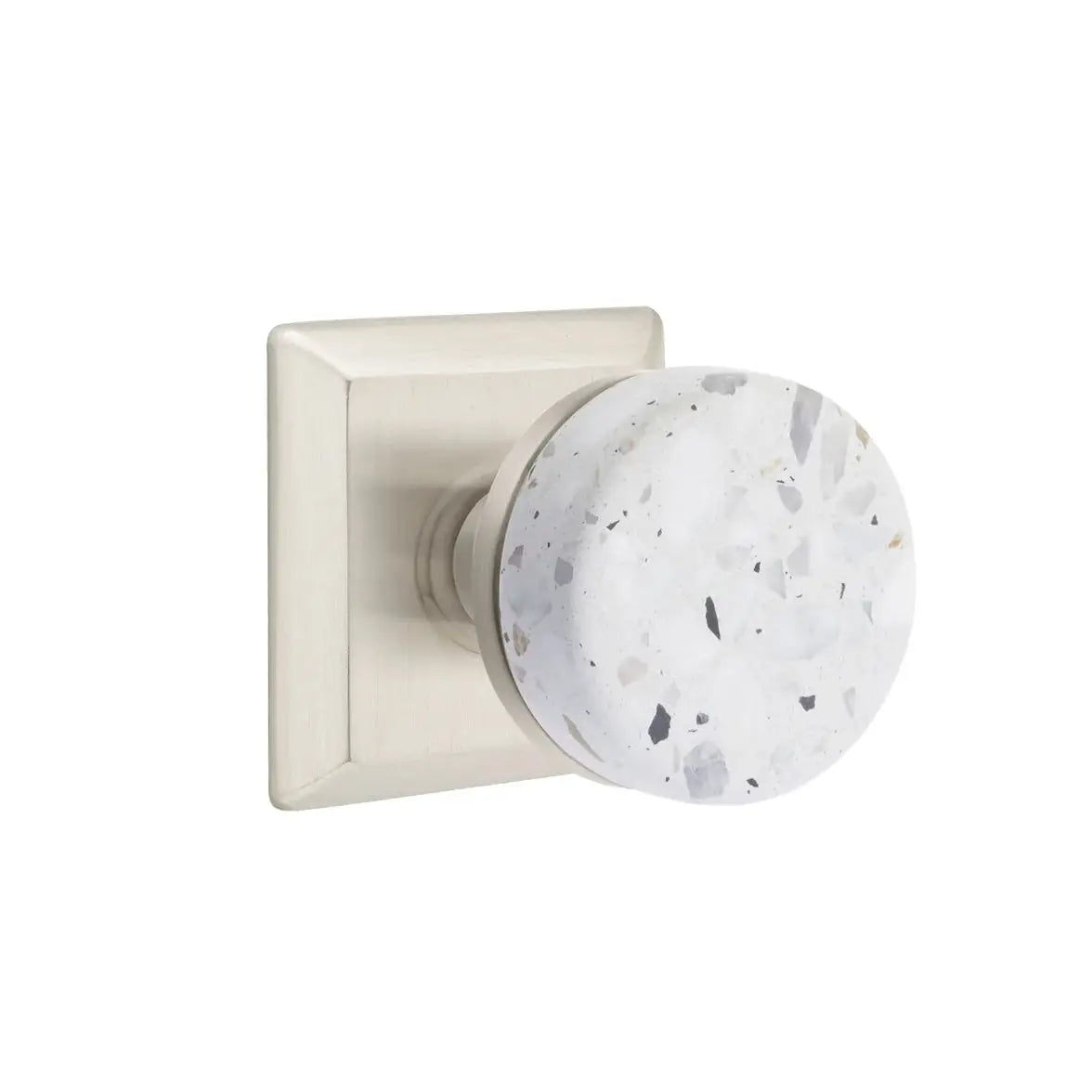 Emtek Light Terrazzo Knob with Quincy Rosette and Conical Stem by Emtek