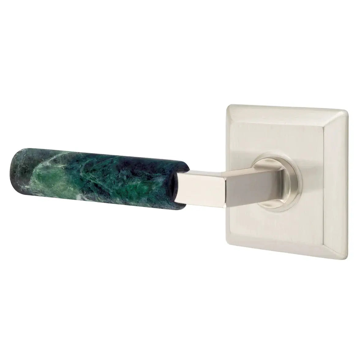 Emtek Green Marble Lever with Quincy Rosette and L-Square Stem by Emtek