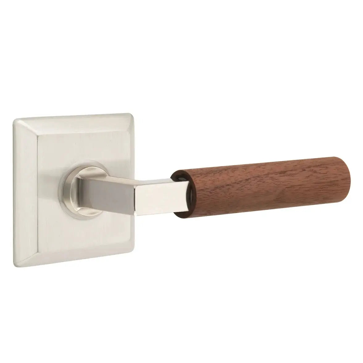 Emtek Walnut Lever with Quincy Rosette and L-Square Stem by Emtek