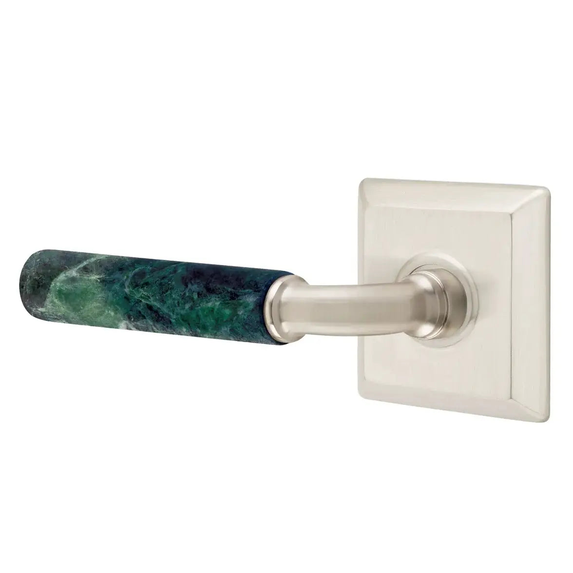 Emtek Green Marble Lever with Quincy Rosette and R-Bar Stem by Emtek