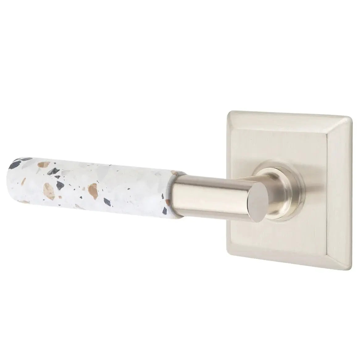 Emtek Light Terrazzo Lever with Quincy Rosette and T-Bar Stem by Emtek