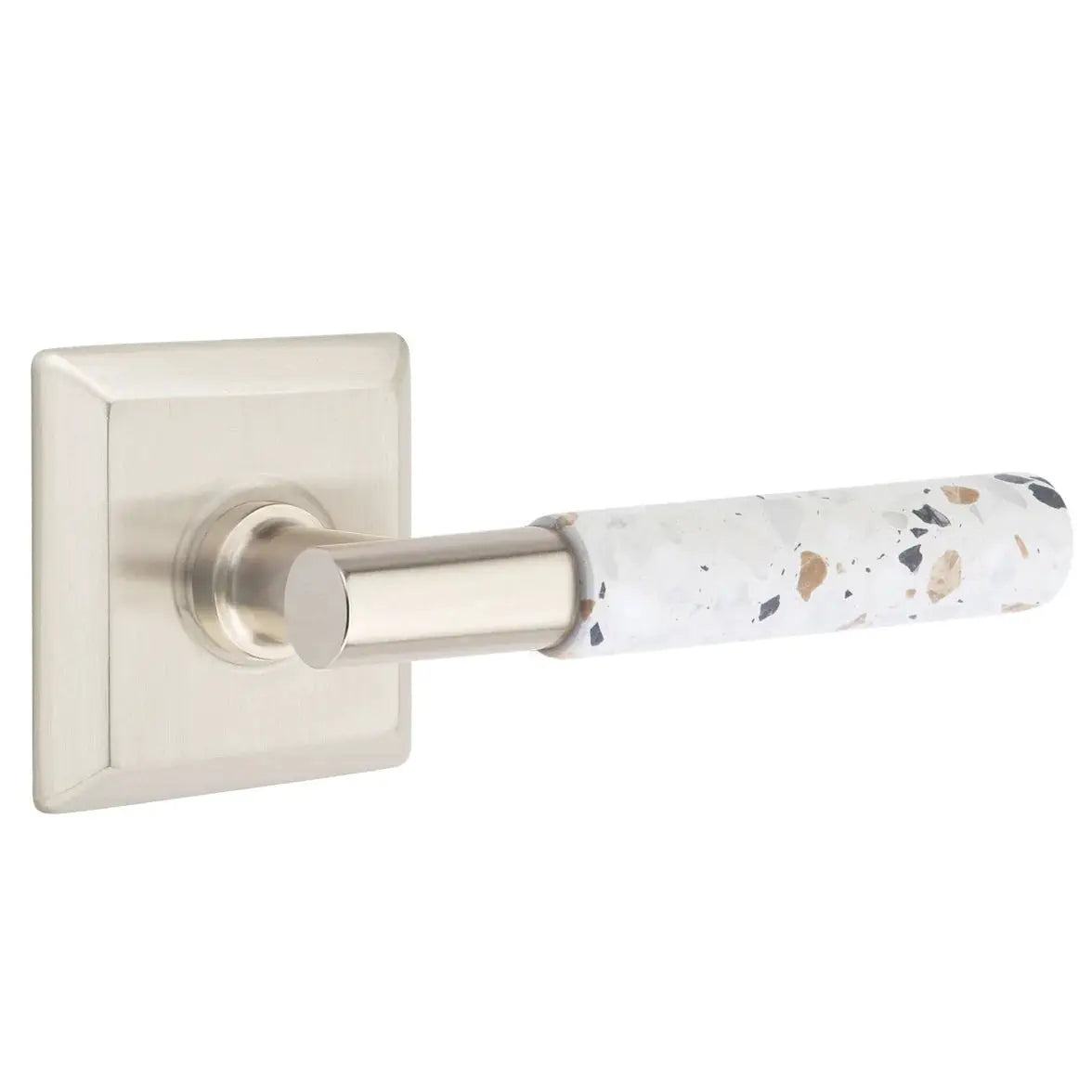 Emtek Light Terrazzo Lever with Quincy Rosette and T-Bar Stem by Emtek