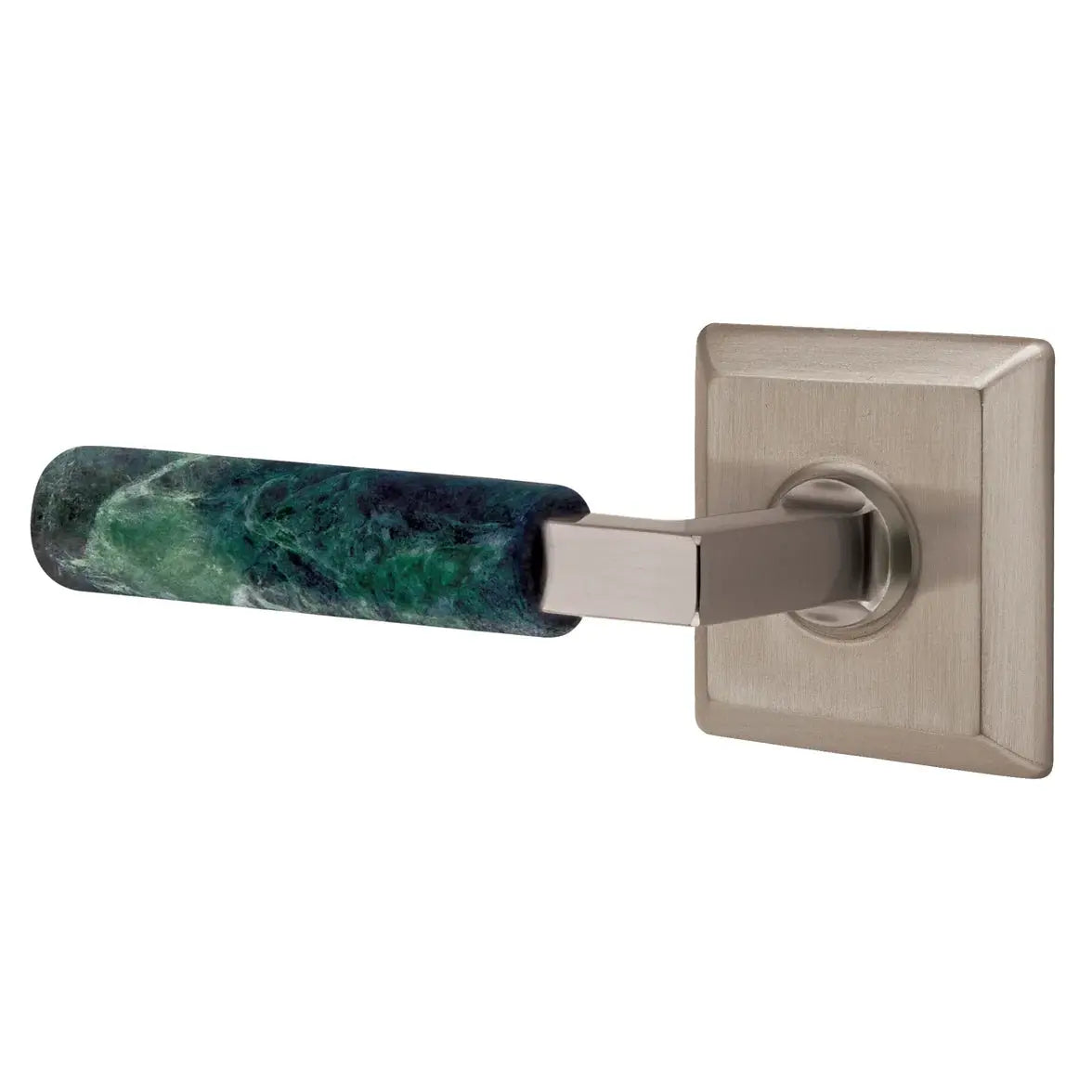 Emtek Green Marble Lever with Quincy Rosette and L-Square Stem by Emtek