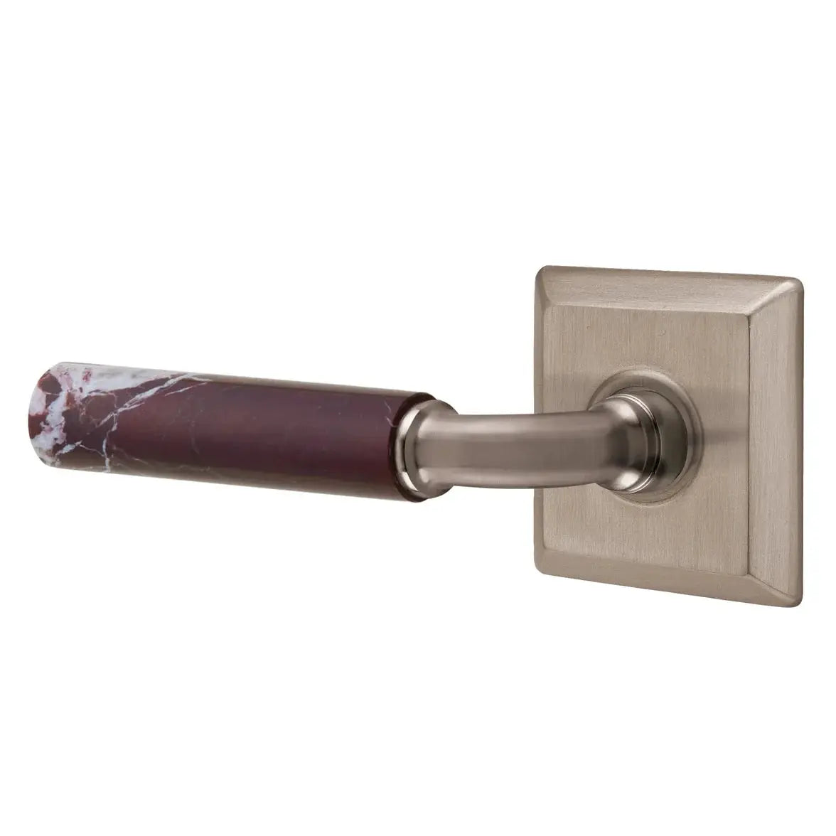 Emtek Rosso Levanto Marble Lever with Quincy Rosette and R-Bar Stem by Emtek