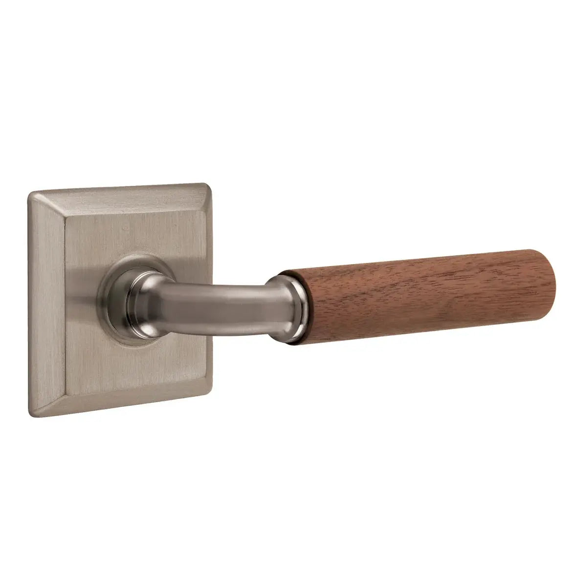 Emtek Walnut Lever with Quincy Rosette and R-Bar Stem by Emtek
