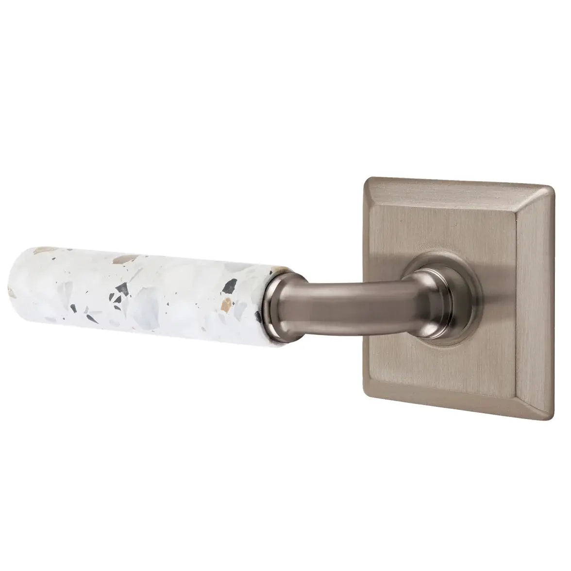 Emtek Light Terrazzo Lever with Quincy Rosette and R-Bar Stem by Emtek