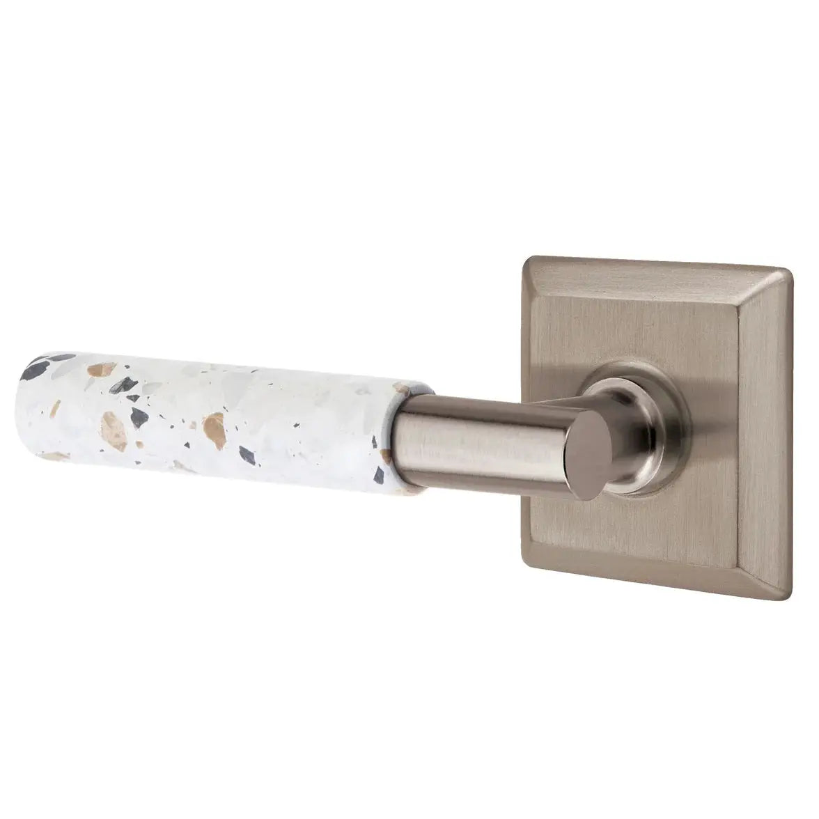 Emtek Light Terrazzo Lever with Quincy Rosette and T-Bar Stem by Emtek