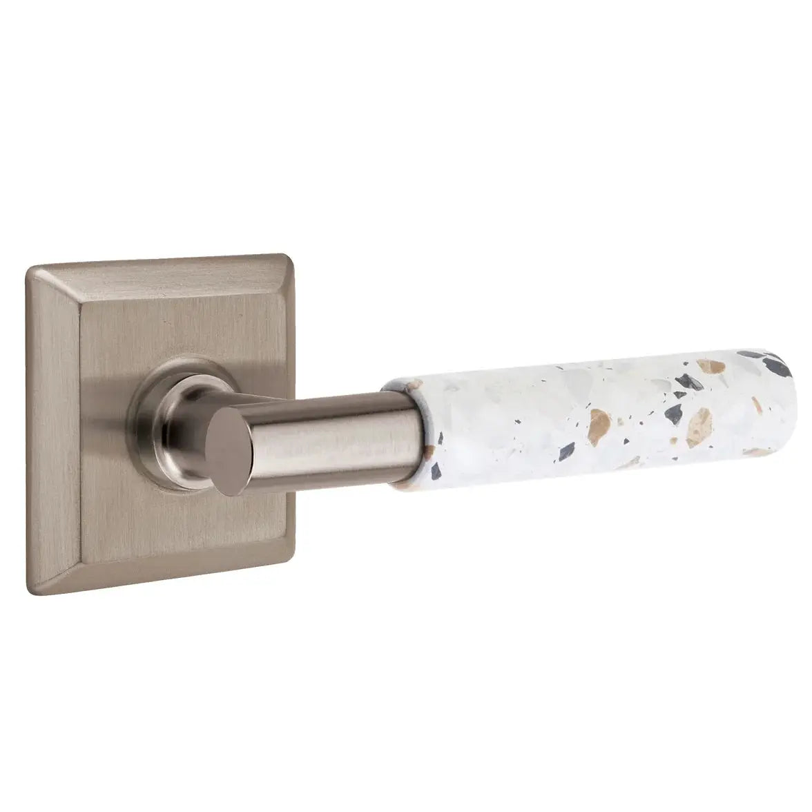 Emtek Light Terrazzo Lever with Quincy Rosette and T-Bar Stem by Emtek
