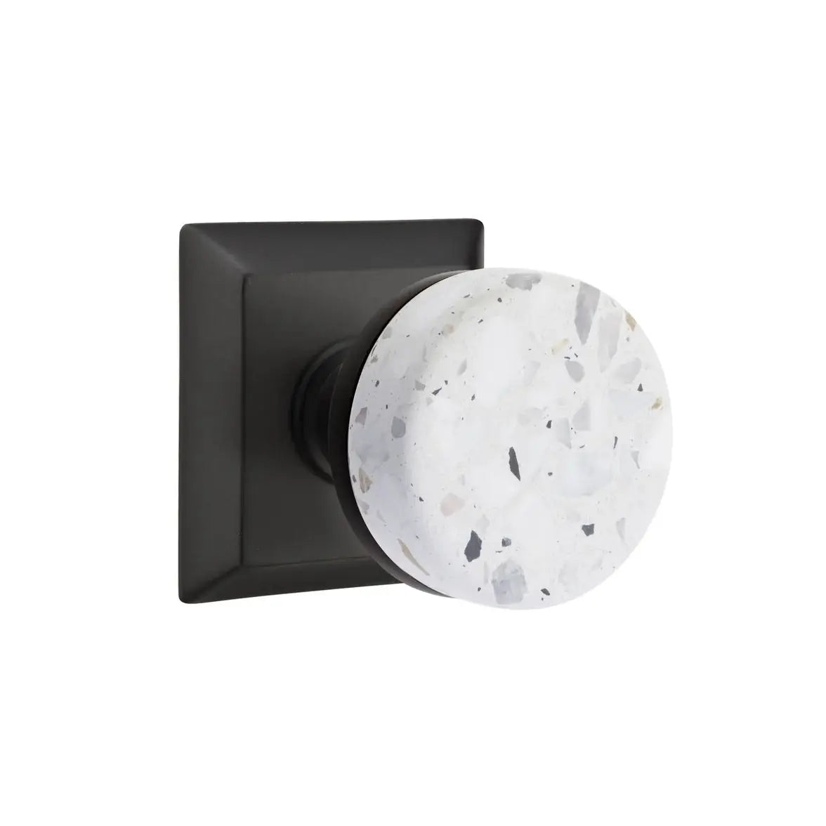 Emtek Light Terrazzo Knob with Quincy Rosette and Conical Stem by Emtek