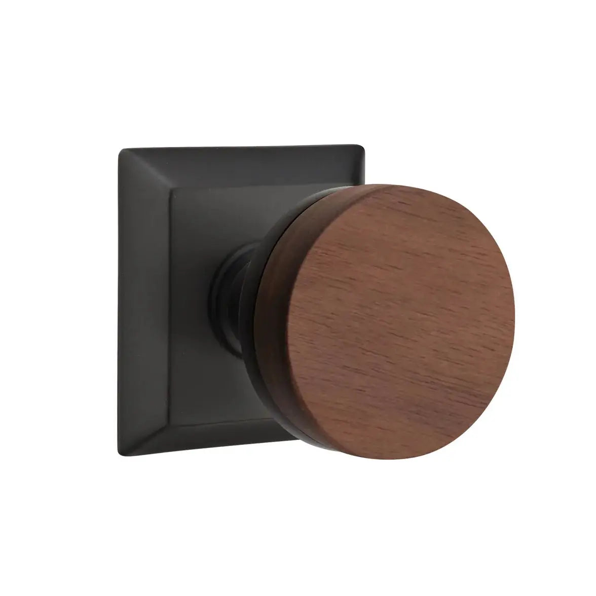 Emtek Walnut Knob with Quincy Rosette and Conical Stem by Emtek