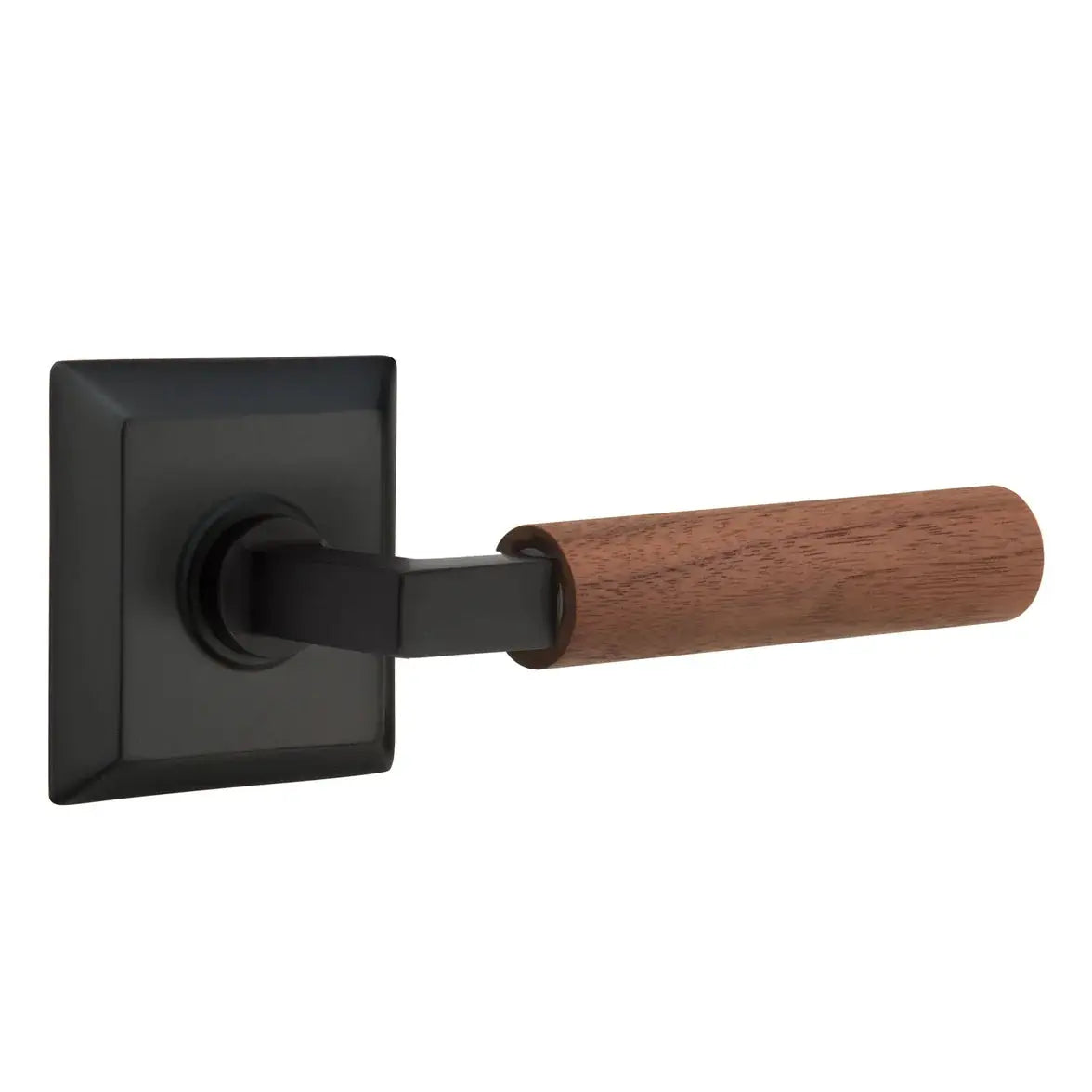 Emtek Walnut Lever with Quincy Rosette and L-Square Stem by Emtek