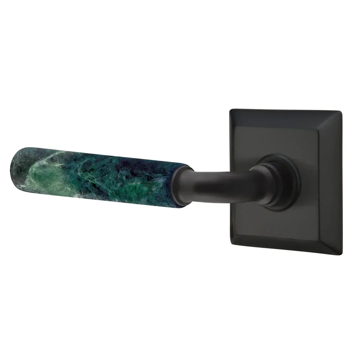 Emtek Green Marble Lever with Quincy Rosette and R-Bar Stem by Emtek