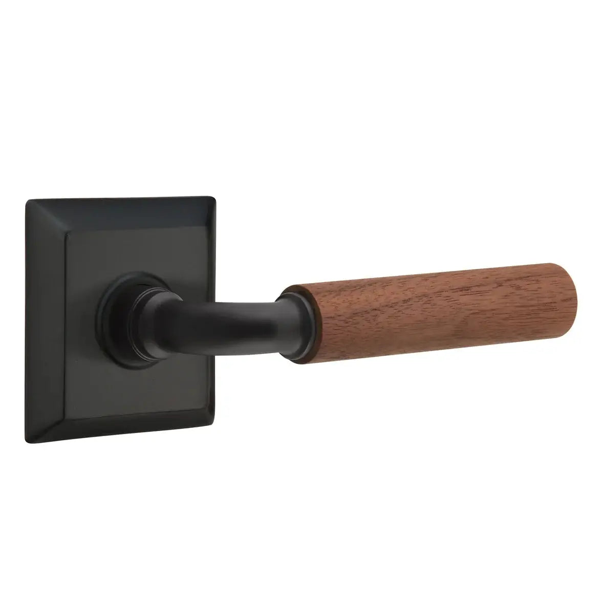 Emtek Walnut Lever with Quincy Rosette and R-Bar Stem by Emtek