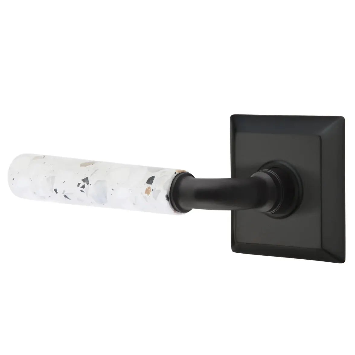 Emtek Light Terrazzo Lever with Quincy Rosette and R-Bar Stem by Emtek
