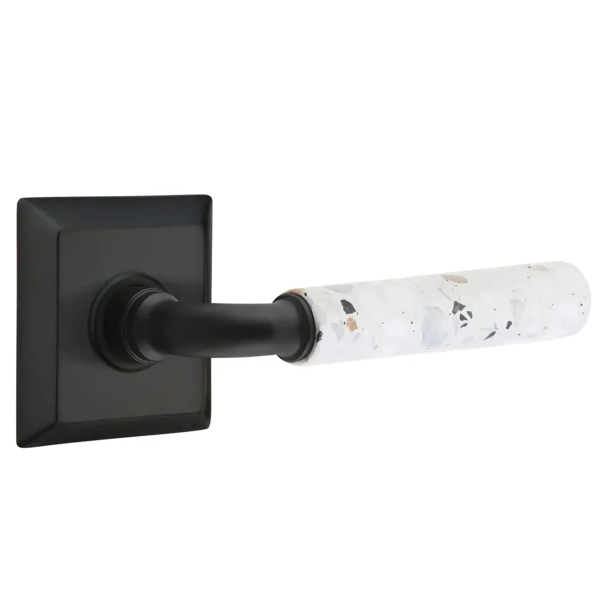Emtek Light Terrazzo Lever with Quincy Rosette and R-Bar Stem by Emtek