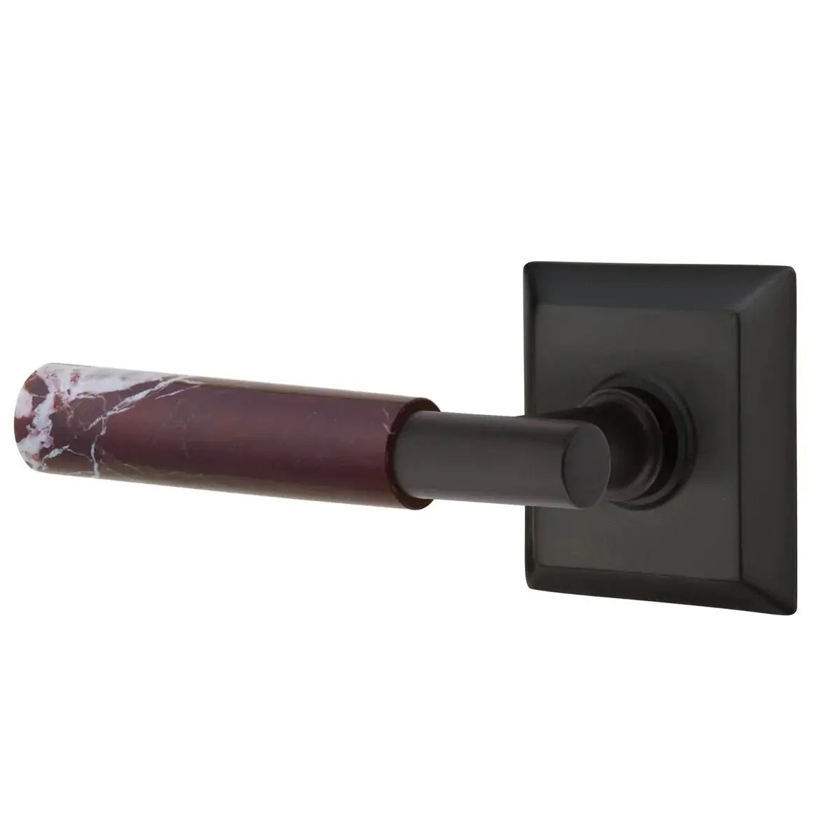 Emtek Rosso Levanto Marble Lever with Quincy Rosette and T-Bar Stem by Emtek