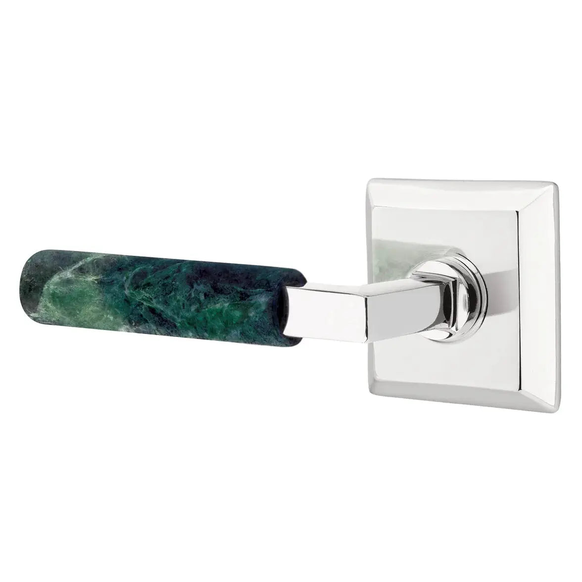 Emtek Green Marble Lever with Quincy Rosette and L-Square Stem by Emtek
