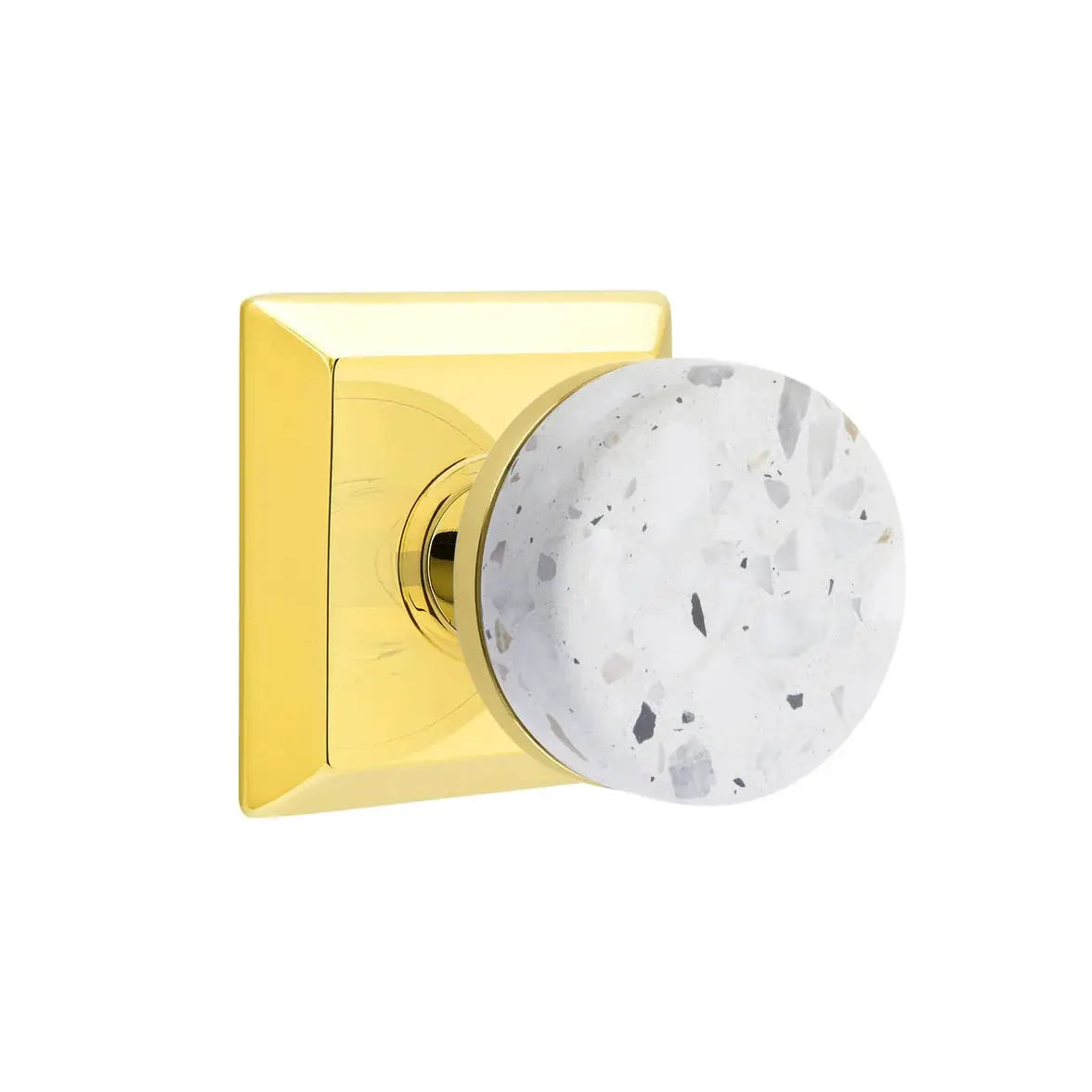 Emtek Light Terrazzo Knob with Quincy Rosette and Conical Stem by Emtek