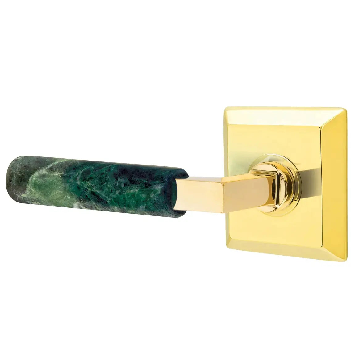 Emtek Green Marble Lever with Quincy Rosette and L-Square Stem by Emtek