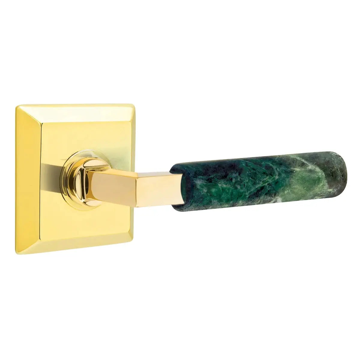 Emtek Green Marble Lever with Quincy Rosette and L-Square Stem by Emtek