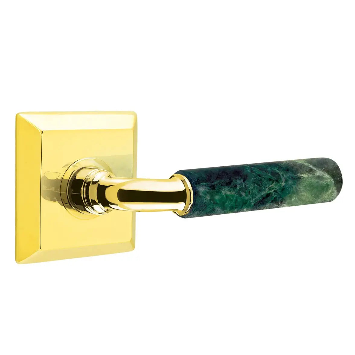 Emtek Green Marble Lever with Quincy Rosette and R-Bar Stem by Emtek