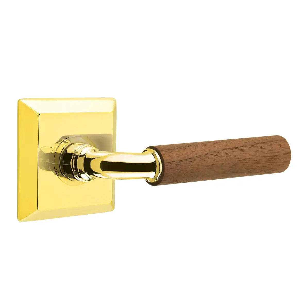 Emtek Walnut Lever with Quincy Rosette and R-Bar Stem by Emtek