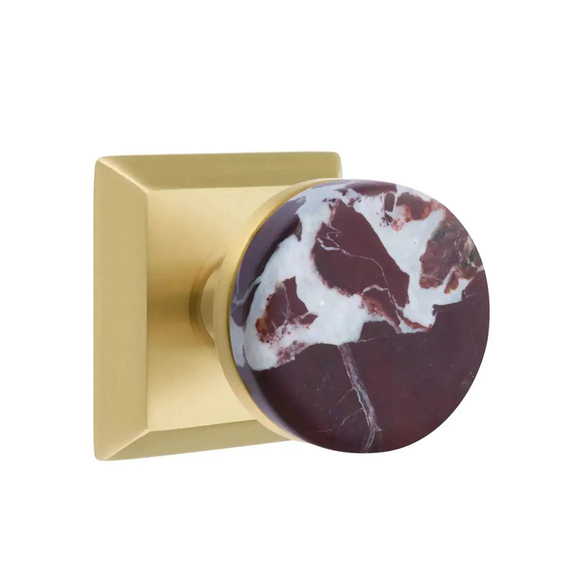 Emtek Rosso Levanto Marble Knob with Quincy Rosette and Conical Stem by Emtek