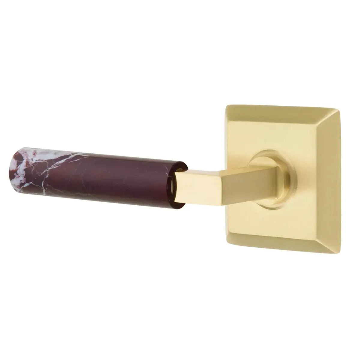 Emtek Rosso Levanto Marble Lever with Quincy Rosette and L-Square Stem by Emtek