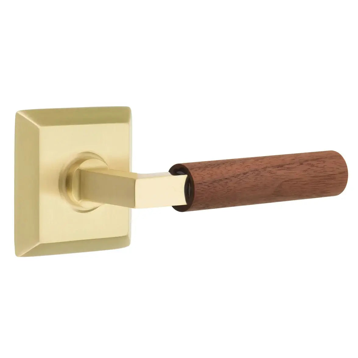 Emtek Walnut Lever with Quincy Rosette and L-Square Stem by Emtek