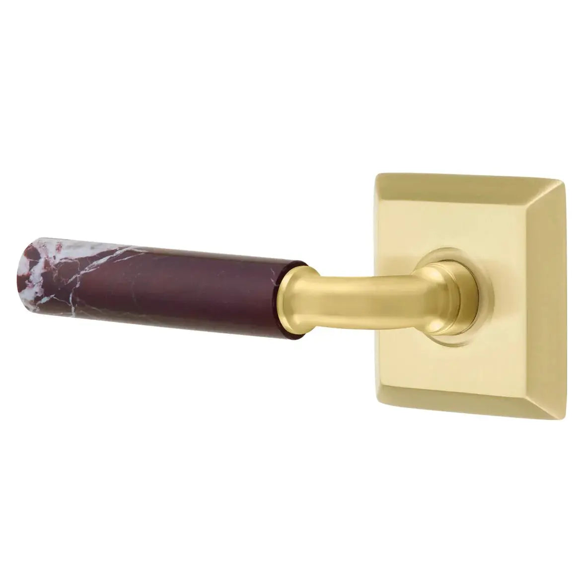 Emtek Rosso Levanto Marble Lever with Quincy Rosette and R-Bar Stem by Emtek