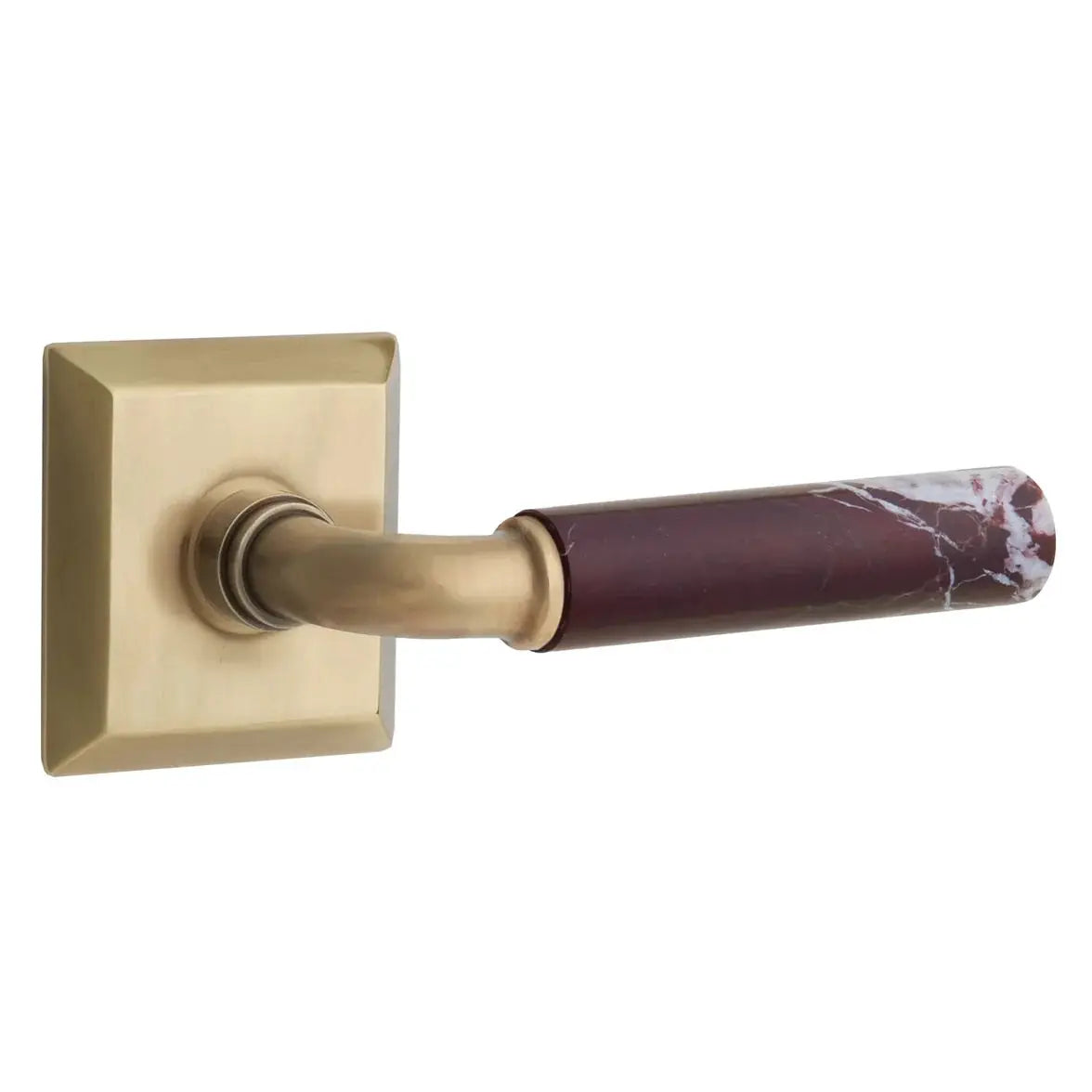 Emtek Rosso Levanto Marble Lever with Quincy Rosette and R-Bar Stem by Emtek