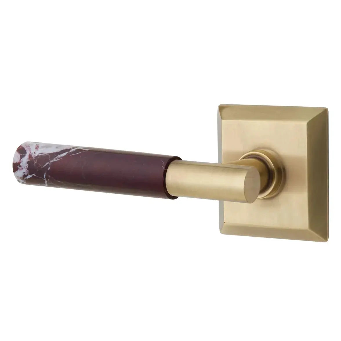 Emtek Rosso Levanto Marble Lever with Quincy Rosette and T-Bar Stem by Emtek