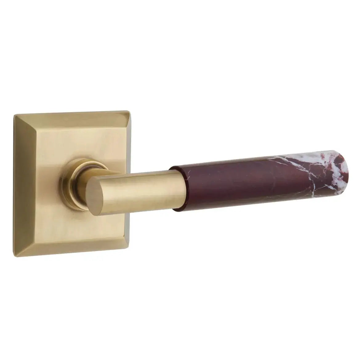 Emtek Rosso Levanto Marble Lever with Quincy Rosette and T-Bar Stem by Emtek