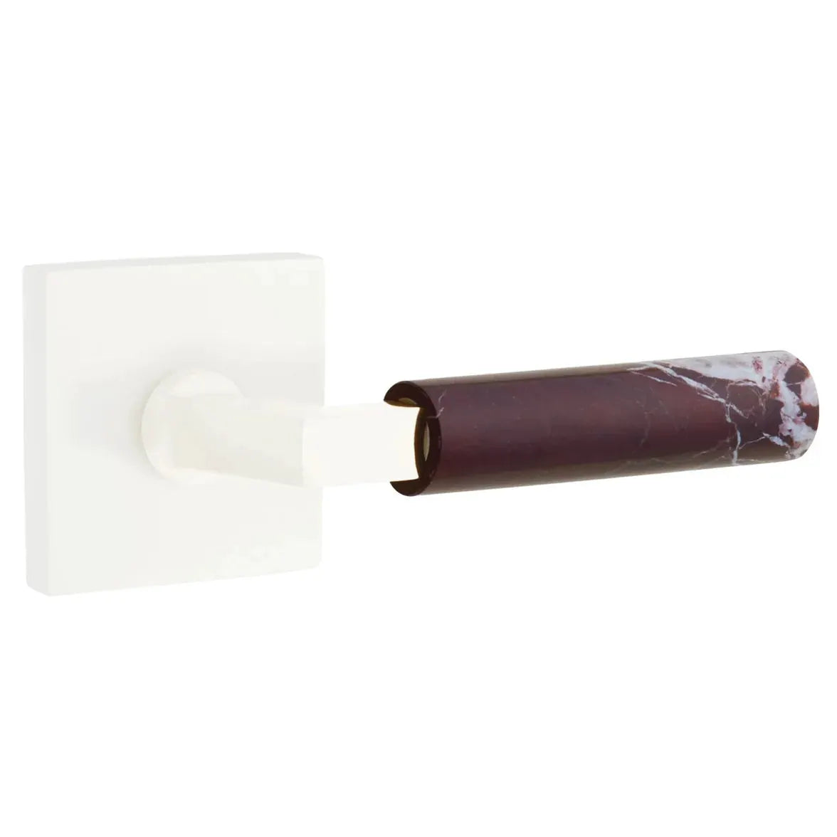 Emtek Rosso Levanto Marble Lever with Square Rosette and L-Square Stem by Emtek