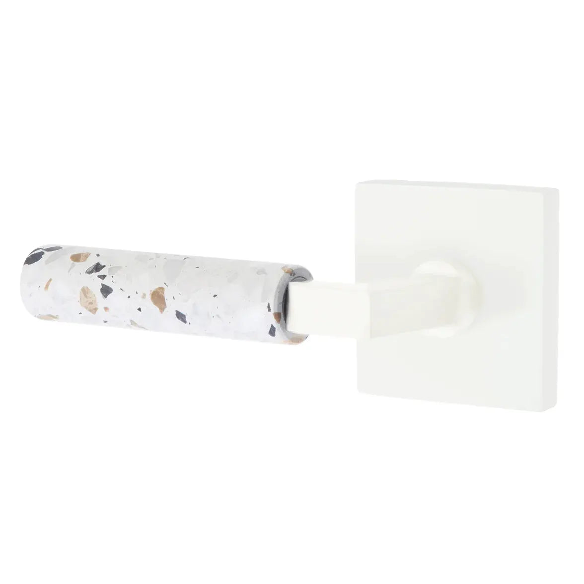 Emtek Light Terrazzo Lever with Square Rosette and L-Square Stem by Emtek