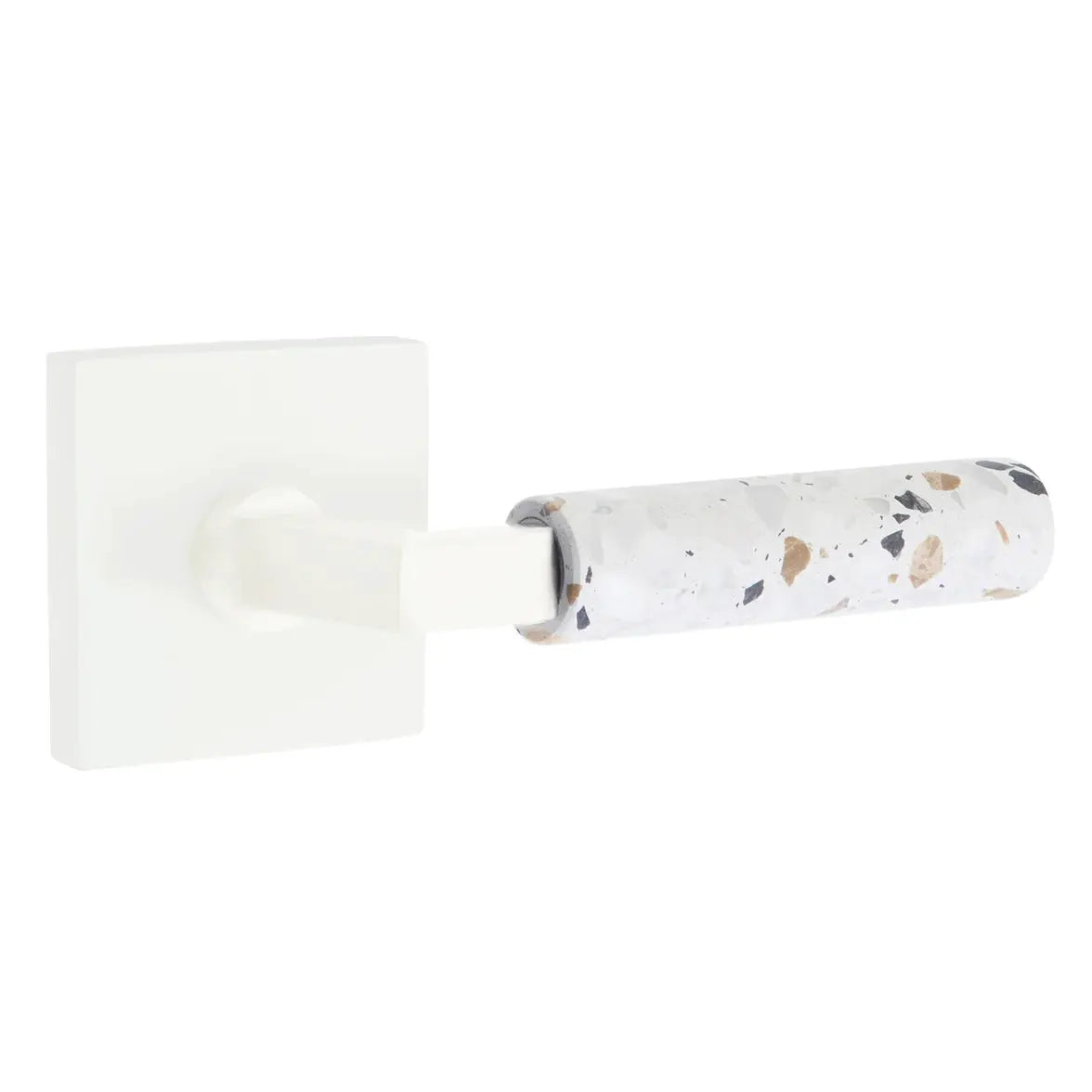 Emtek Light Terrazzo Lever with Square Rosette and L-Square Stem by Emtek